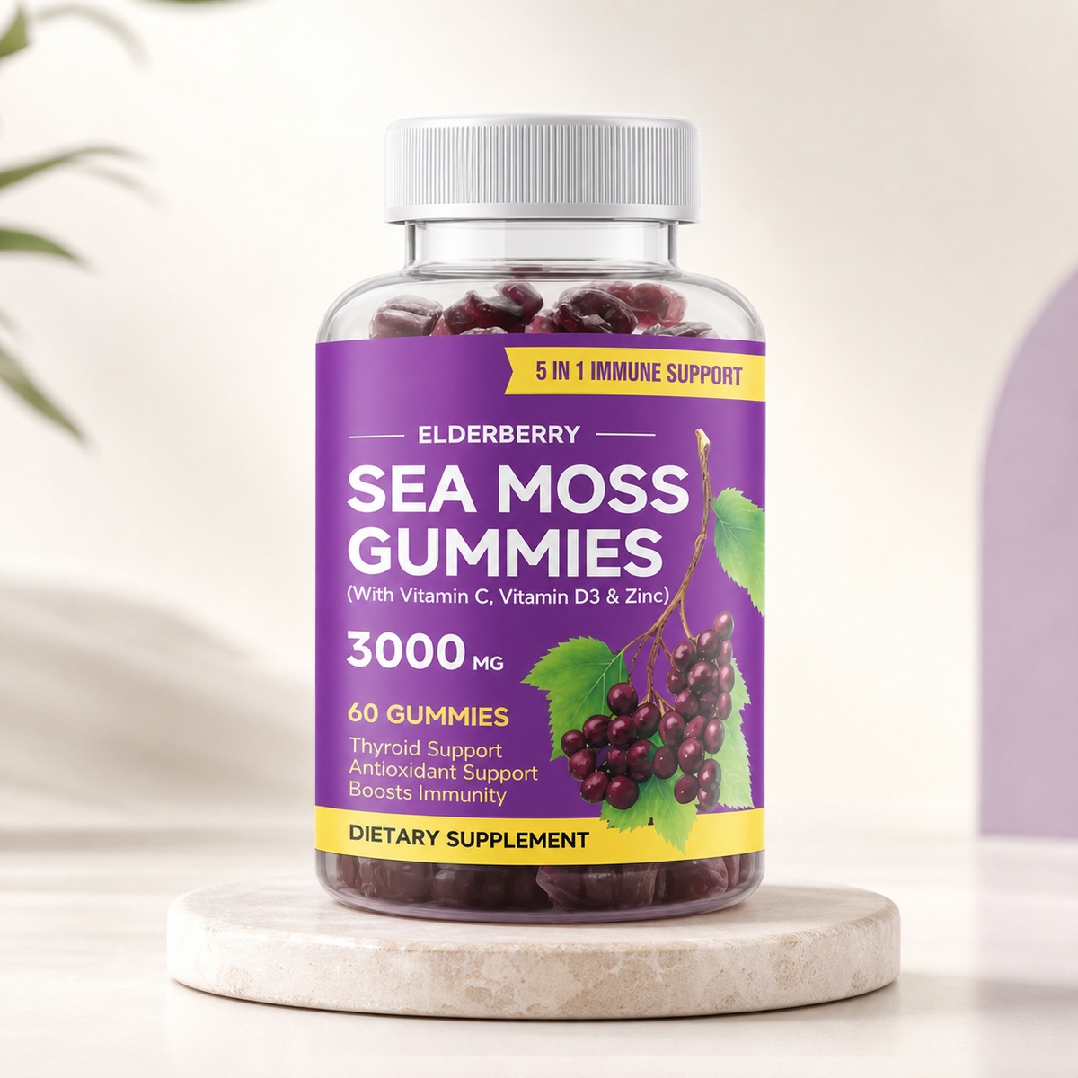 Elderberry Sea Moss Gummies 3000mg β Supplements at Gym Wise Shop